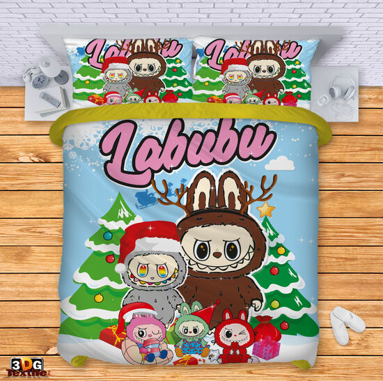 Спален сет с 3D дигитален дизайн - Лабубу Коледа - Labubu Christmas 3