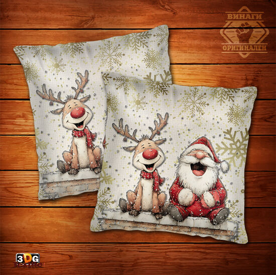 Възглавница Дядо Коледа с елен 4 2025