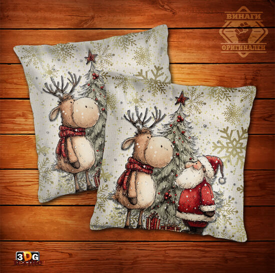 Възглавница Дядо Коледа с елха 1 2025