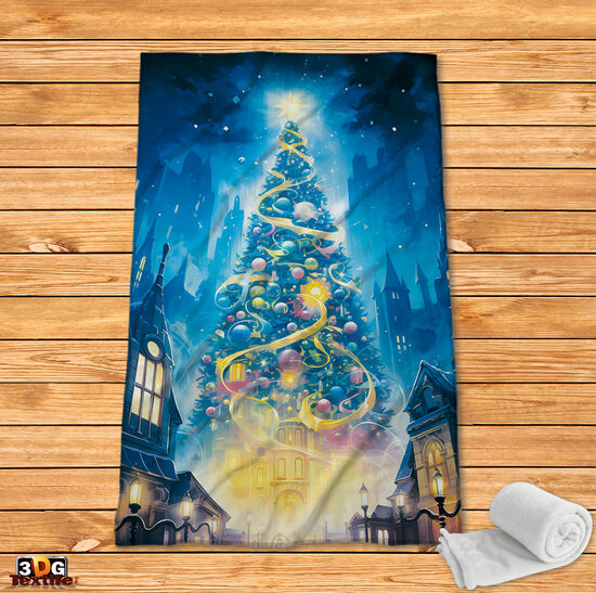 Поларено одеяло Коледна елха