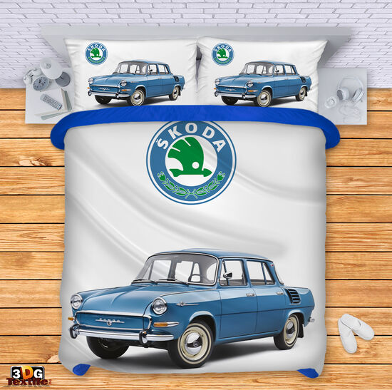 Модерно Спално бельо с принт - Шкода Ретро Синьо - Skoda Retro Blue 1