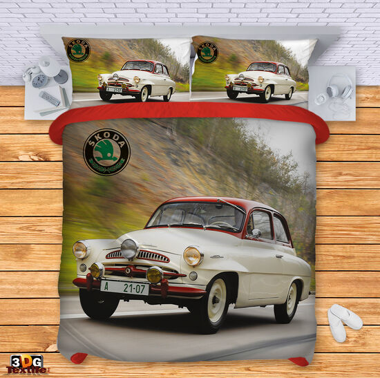 Комплект чаршафи с 3D дигитален принт - Шкода Ретро - Skoda Retro 1