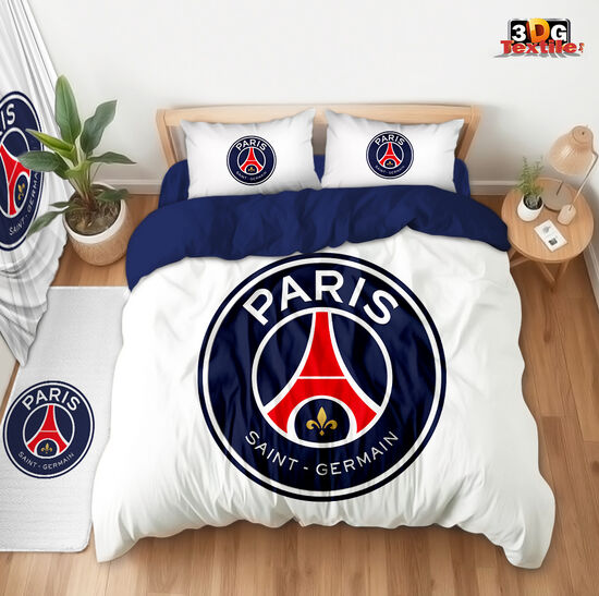 Спално бельо с 3D дигитален принт - ПСЖ Бяло - Paris Saint Germain