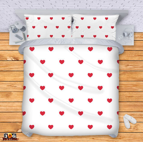 Модерно Спално бельо с принт - Свети Валентин - Сърца