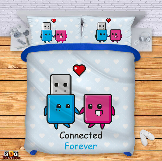 Комплект чаршафи с 3D дигитален принт -  Завинаги - Forever