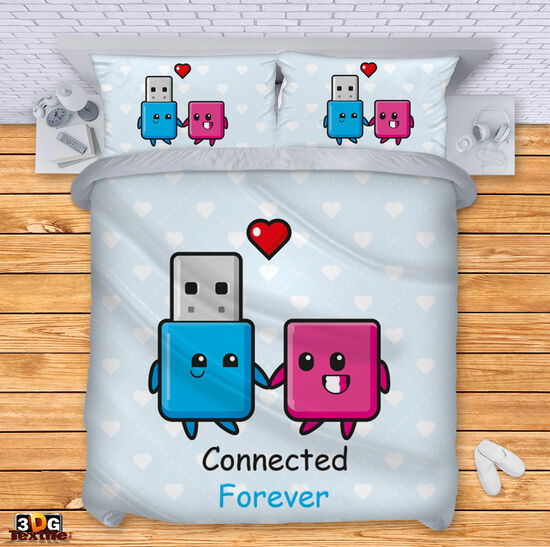 Комплект чаршафи с 3D дигитален принт -  Завинаги - Forever