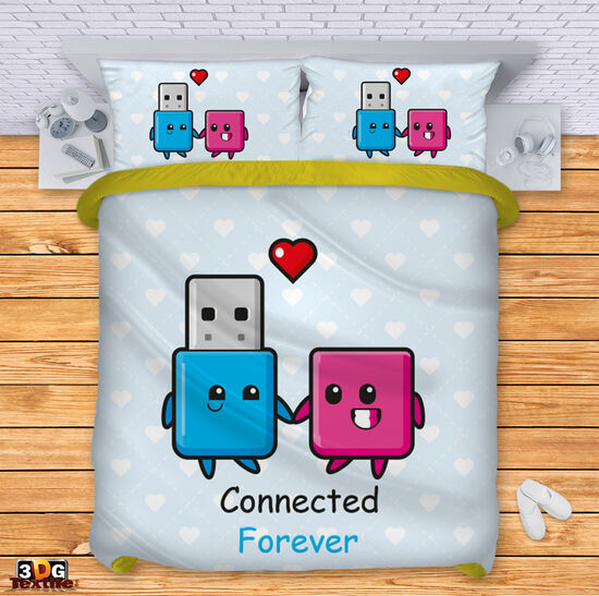 Комплект чаршафи с 3D дигитален принт -  Завинаги - Forever 3