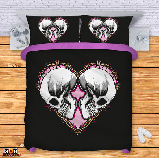 Сет за легло с дигитален принт - Череп - Сърце 1