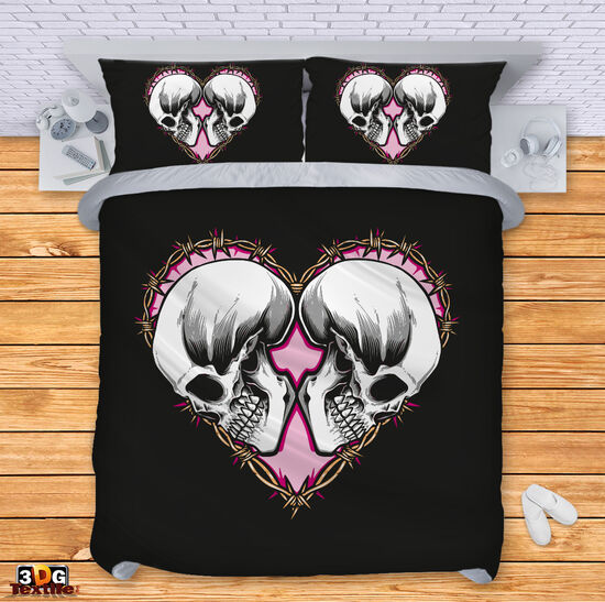 Сет за легло с дигитален принт - Череп - Сърце