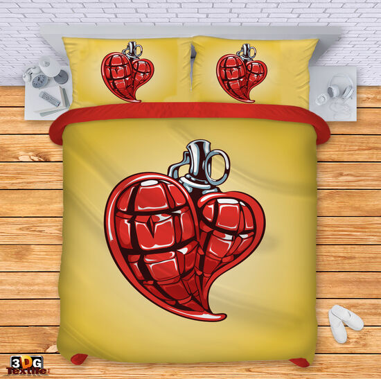 Спално бельо с 3D дигитален дизайн - Сърце 1