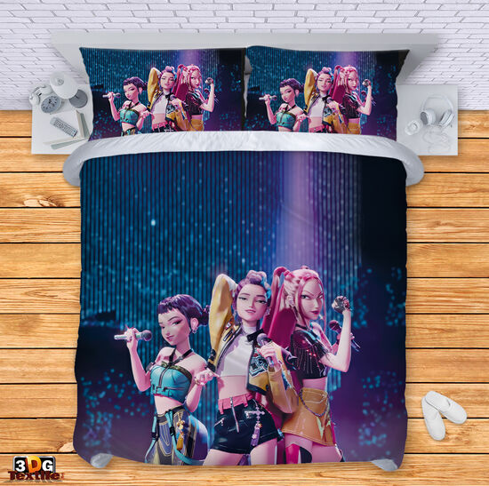 Модерен Сет чаршафи с дигитален принт - Хънтрикс Кей-поп 2 - Demon Hunters K-Pop 2