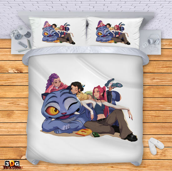 Модерен Сет чаршафи с дигитален принт - Хънтрикс Кей-поп 4 - Demon Hunters K-Pop 4