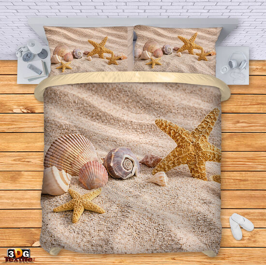 Спален сет с 3D дигитален дизайн - Морски миди - Sea Shells