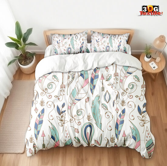 Спален сет с 3D дигитален дизайн -  Бохо Пера - Boho Feathers