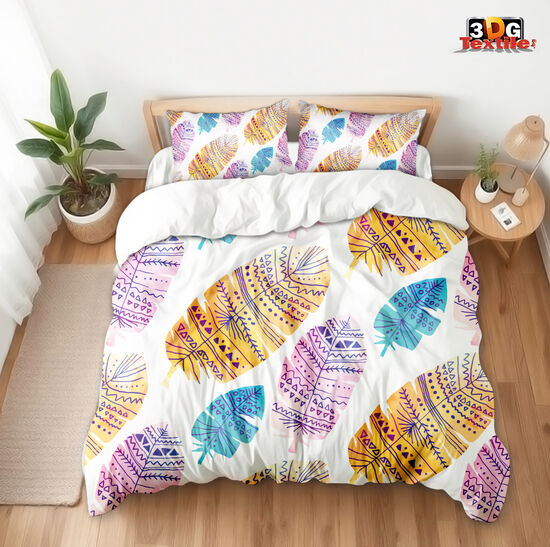 Сет за легло с дигитален принт Бохо Пера 3 - Boho Feathers 3