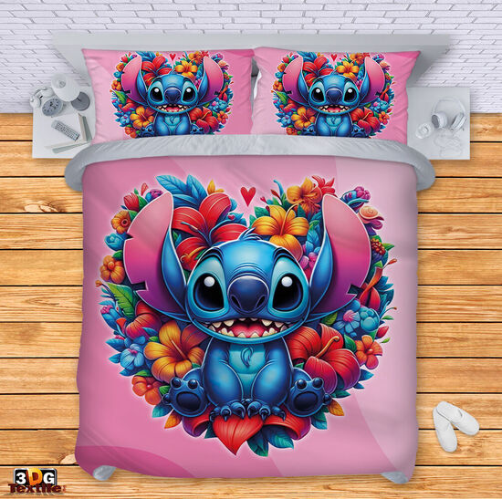Спално бельо Стич Цветя 150х200 с една калъфка SALE