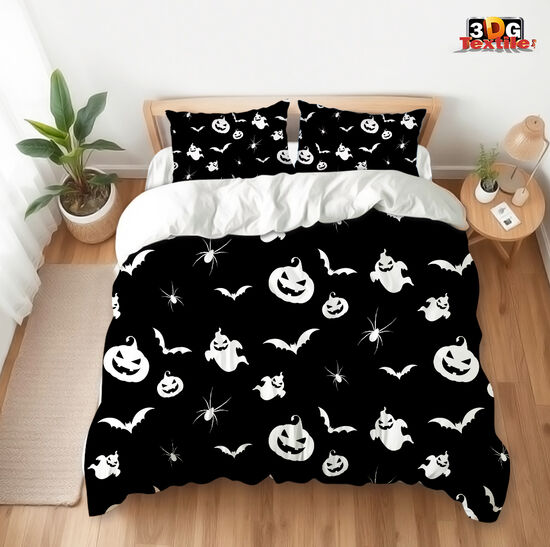 Модерен Комплект чаршафи с принт Весел Хелоуин - Happy Halloween