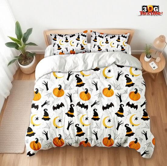 Модерен Комплект чаршафи с принт Весел Хелоуин 2 - Happy Halloween 2