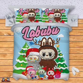 Спален сет с 3D дигитален дизайн - Лабубу Коледа - Labubu Christmas
