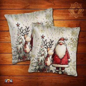 Възглавница Дядо Коледа с елха 2025
