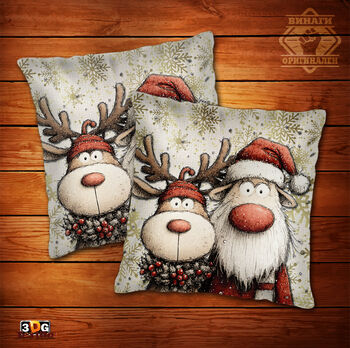 Възглавница Дядо Коледа с елен 1 2025