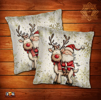 Възглавница Дядо Коледа с елен 5 2025