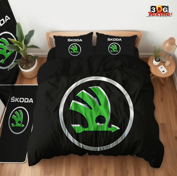 Модерен Сет чаршафи с принт - Шкода Черно - Skoda Black