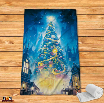 Поларено одеяло Коледна елха