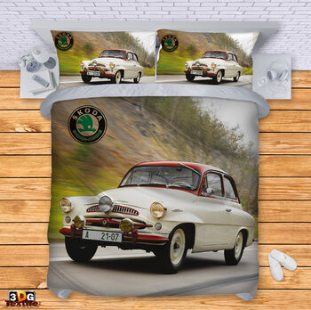 Комплект чаршафи с 3D дигитален принт - Шкода Ретро - Skoda Retro