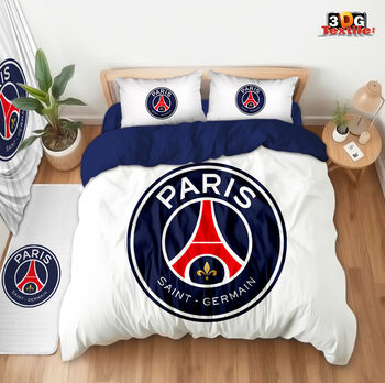 Спално бельо с 3D дигитален принт - ПСЖ Бяло - Paris Saint Germain