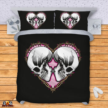 Сет за легло с дигитален принт - Череп - Сърце
