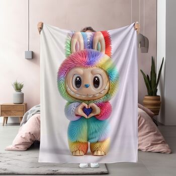 Поларено одеяло Цветен Лабубу 100x150 SALE