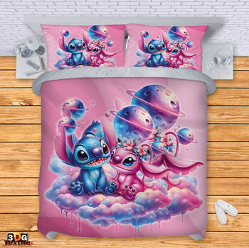 Спално бельо Стич любов розов 150x210 с две калъфки SALE