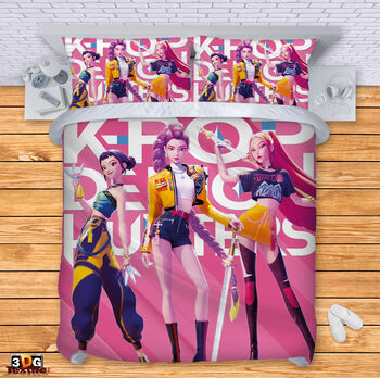 Модерен Сет чаршафи с дигитален принт - Хънтрикс Кей-поп 5 - Demon Hunters K-Pop 5